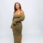 Crushing It Ruched Dress - Olive Green